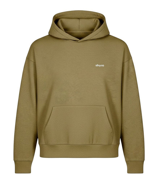 SaltPeople Stanley/Stella Voicer hoodie in cream with a double-layered hood and small white shyre logo on the chest.